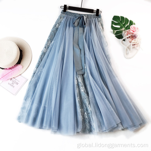 Skirt with Belt Casual Dress Ladies Sweet and Temperament Skirt Bubble Embroidery Skirt Supplier